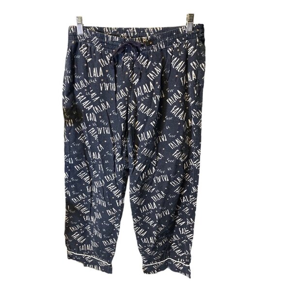 Gap Body Navy Blue Elastic Waist Holiday Pajama Pants Sz M - Picture 1 of 5